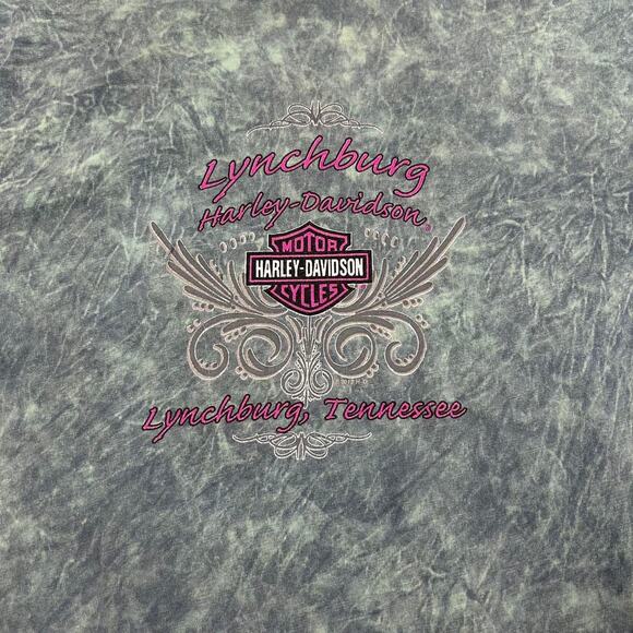 Y2K Harley Davidson Green Acid Wash Tee - Picture 4 of 7